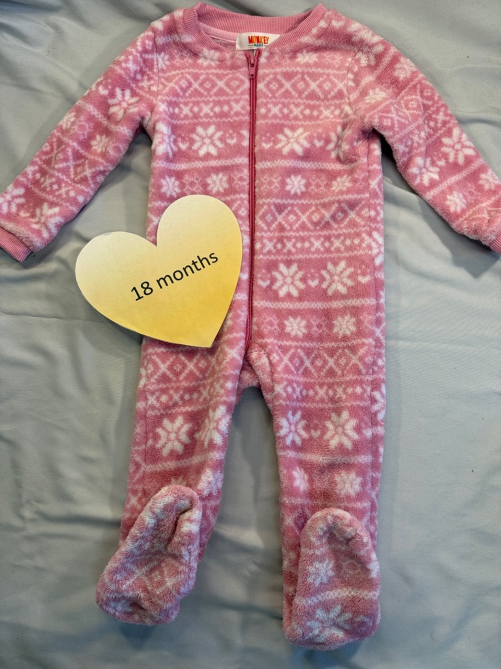 Monkey Bars - long sleeve footed fleece sleeper. Size 18 months
